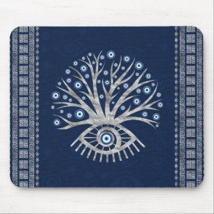 Greek Eye Tree - Mati Mataki - Matiasma Silver Mouse Mat