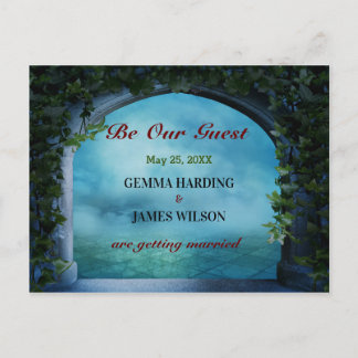 Greek Fantasy Romance Arch Ivy Blue Save the Date Announcement Postcard