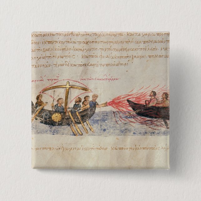 Greek fire (vellum) 15 cm square badge (Front)