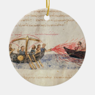 Greek fire (vellum) ceramic tree decoration