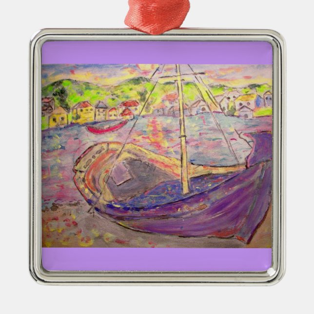 greek fishing village metal tree decoration (Front)