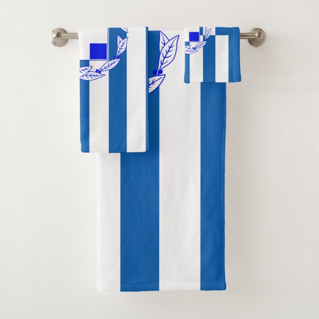 Greek flag bath towel set (Insitu)