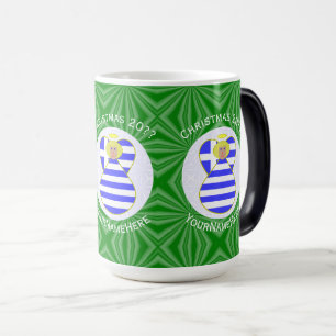 Greek Flag Blonde Christmas Angel Personalised  Magic Mug