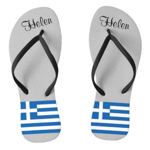 Greek Flag Blue White Monogram Flip Flops
