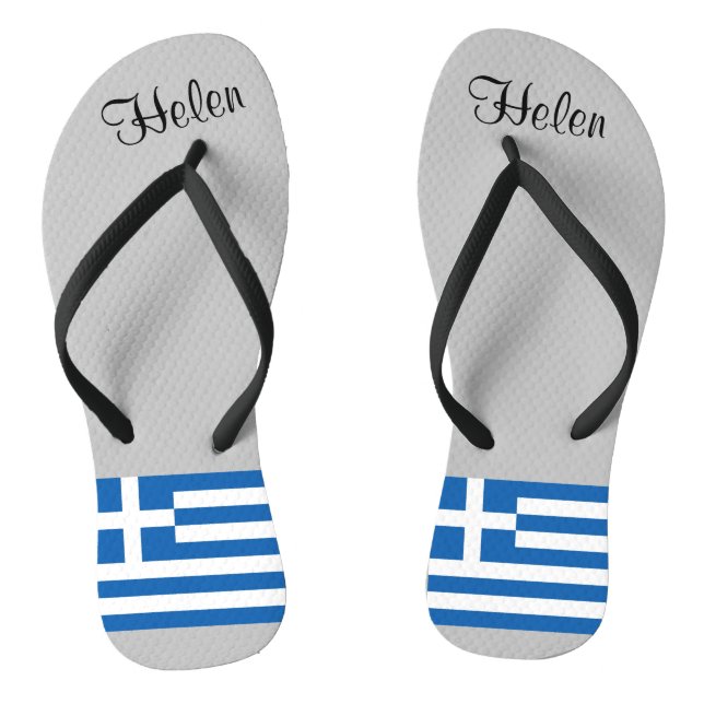 Greek Flag Blue White Monogram  Flip Flops (Footbed)