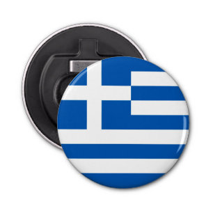 Greek Flag Button Bottle Opener