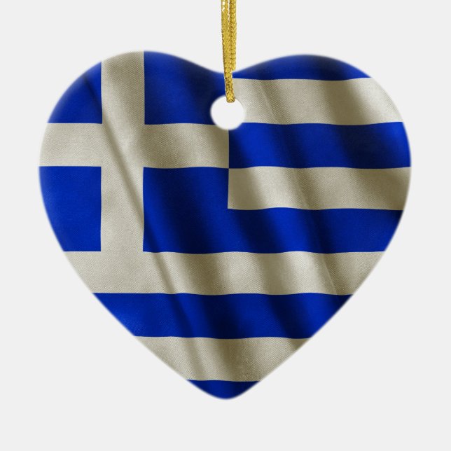 Greek Flag Ceramic Tree Decoration (Front)