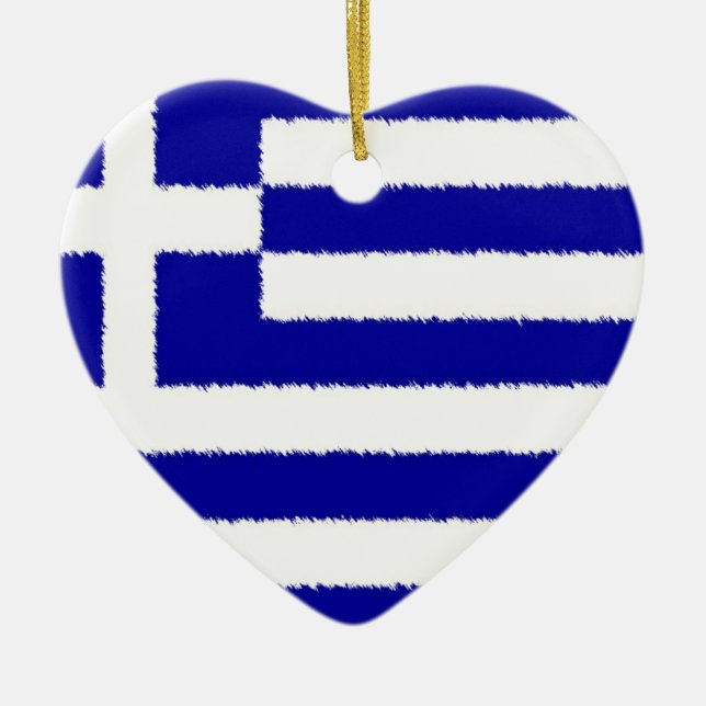 Greek Flag Ceramic Tree Decoration (Front)