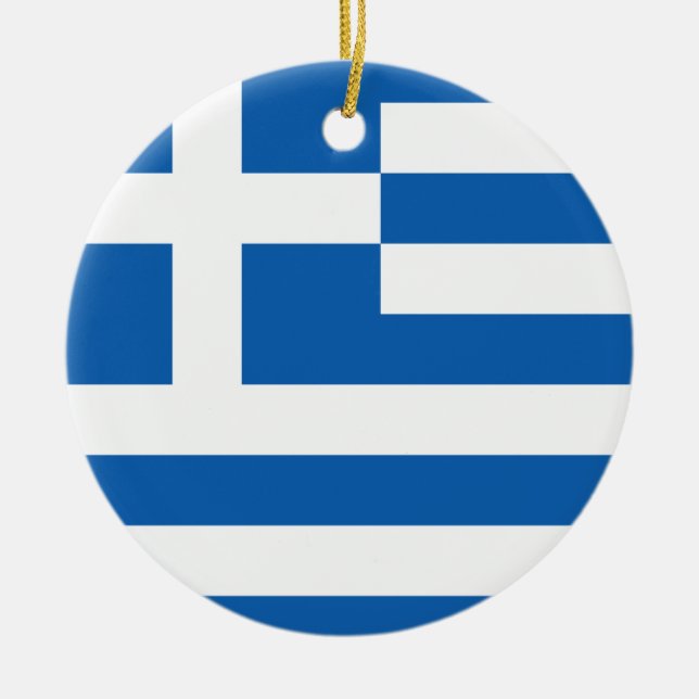 Greek flag custom Christmas tree ornament (Front)