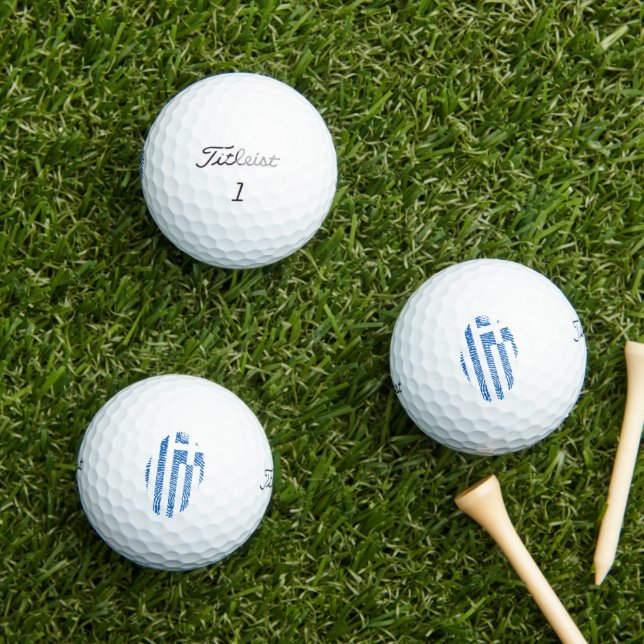Greek Flag Fingerprint 12 Pack Titlist golf balls (Insitu Grass)