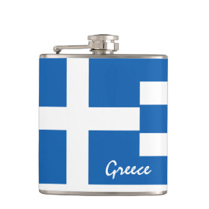 Greek flag & Flask - Greece travel/sports fans