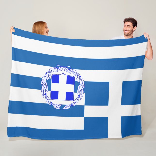 Greek flag fleece blanket (In Situ)