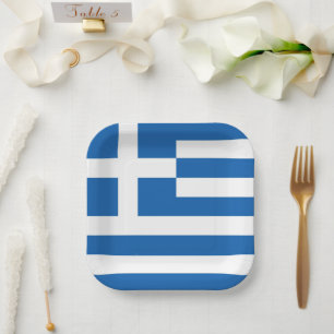 Greek Flag Greece Blue White Paper Napkin Plate