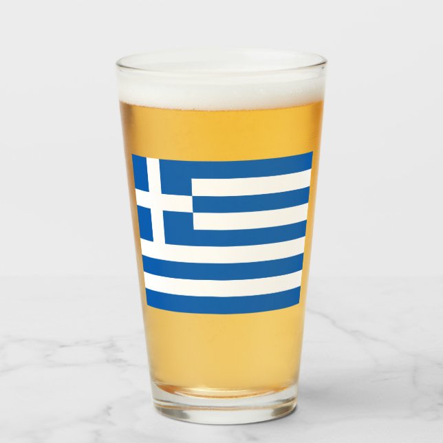 Greek Flag (Greece) Glass (Front Filled)