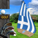 Greek flag & Greece monogrammed Golf Towel<br><div class="desc">Sports/Golf Towel: Greece & Greek flag with monogrammed "custom" name at the bottom - love my country,  travel,  holiday,  patriots / sports fans</div>