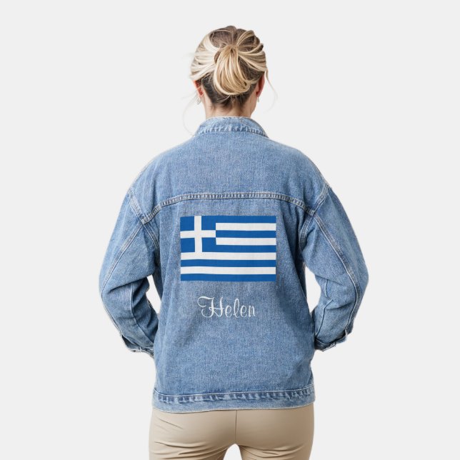 Greek Flag Greece (Name) 4Helen Denim Jacket (Model)