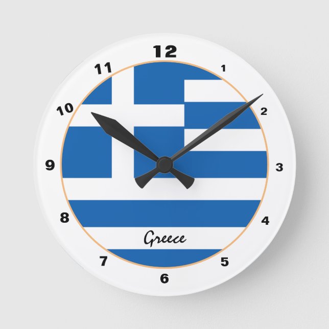 Greek Flag & Greece trendy fashion /design Round Clock (Front)