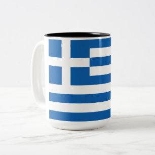 Greek Flag (Greece) Two-Tone Coffee Mug