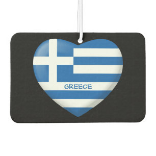 Greek Flag Heart Car Air Freshener