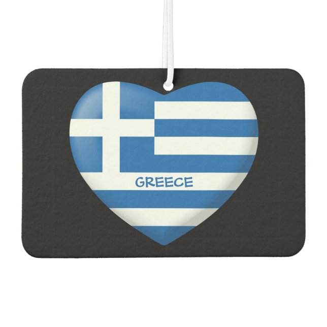 Greek Flag Heart Car Air Freshener (Front)