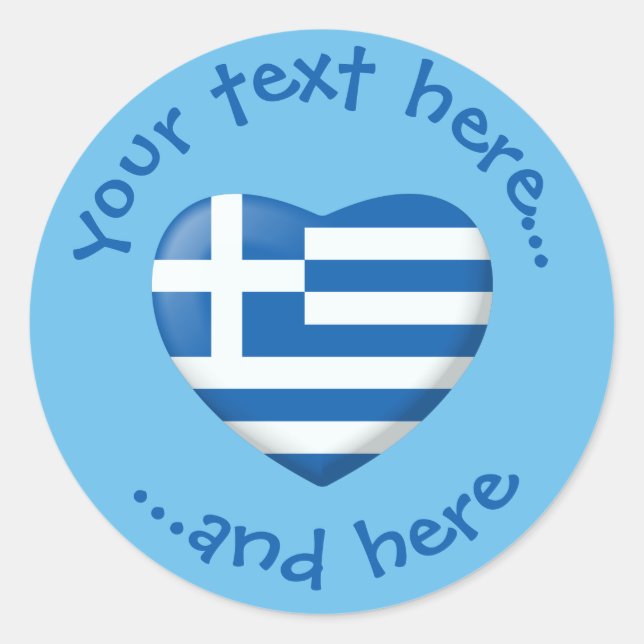 Greek Flag Heart Classic Round Sticker (Front)