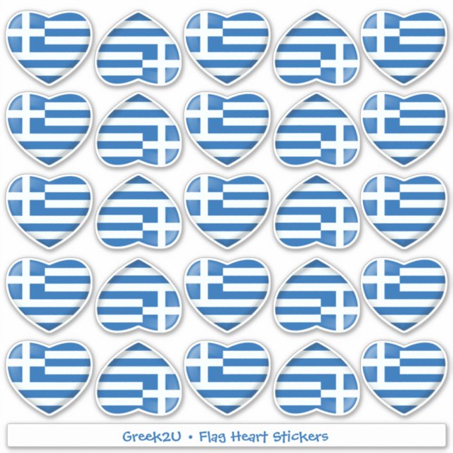 Greek Flag Heart Contour Stickers (Front)