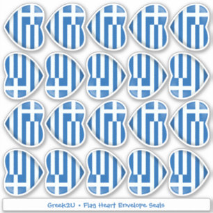 Greek Flag Heart Envelope Seal Stickers