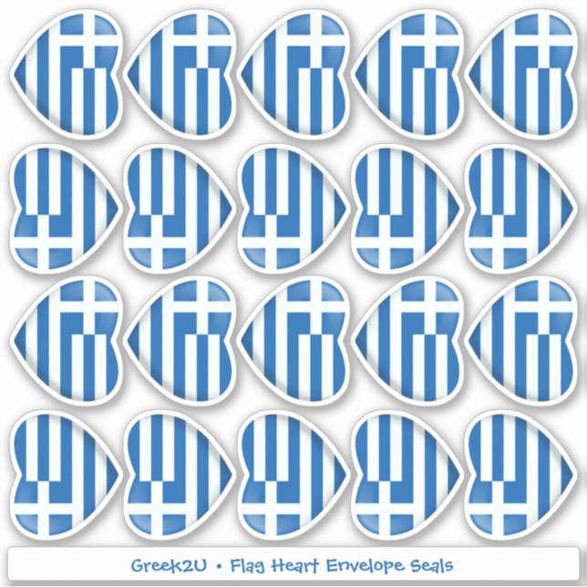 Greek Flag Heart Envelope Seal Stickers (Front)