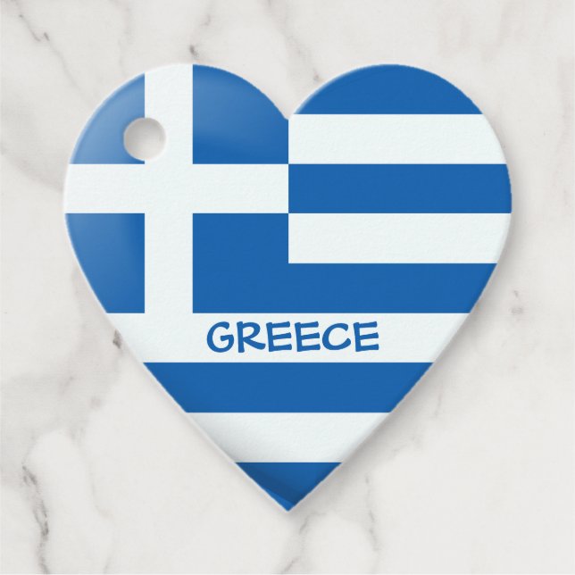 Greek Flag Heart Favour Tags (Front)