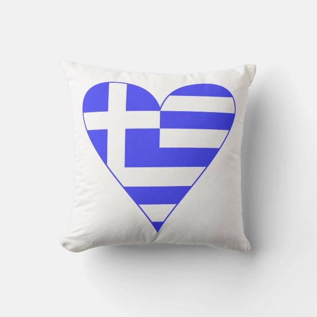 Greek Flag Heart Funky Cushion (Front)