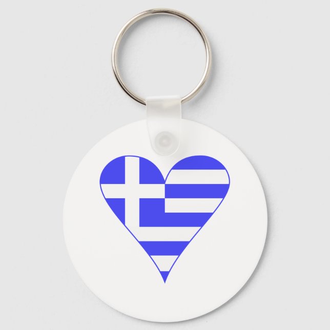 Greek Flag Heart Funky Key Ring (Front)