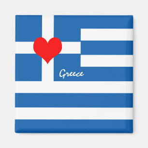 Greek flag & Heart - Greece travel/sports fans Magnet