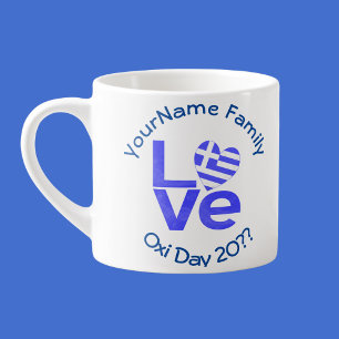 Greek Flag Heart in Blue LOVE Espresso Cup