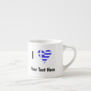 Greek Flag Heart Love Personalised Espresso Cup