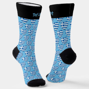Greek Flag Heart Pattern Socks
