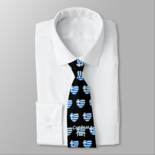 Greek Flag Heart Pattern Tie