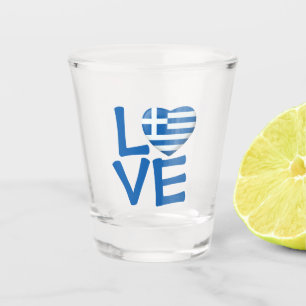 Greek Flag Heart Shot Glass