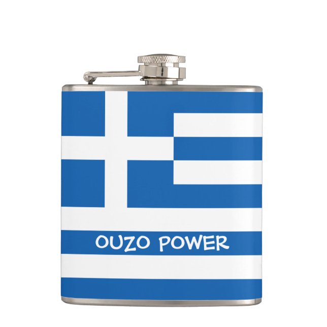 Greek Flag Hip Flask (Front)