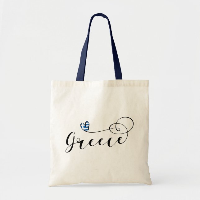 Greek Flag In Heart, Greece Tote Bag (Front)