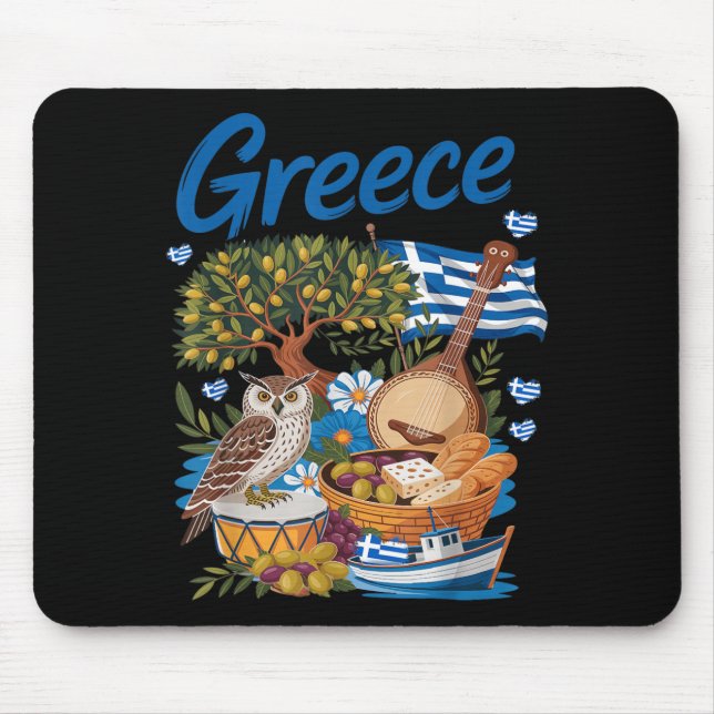 Greek Flag Outfit Idea for Kids with Hellenic Mouse Mat (Front)