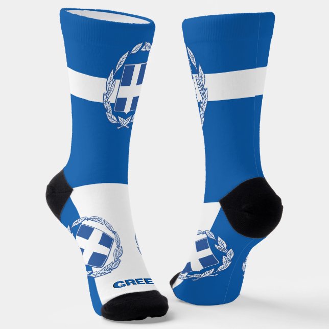 Greek Flag Patriotic, Sustainable Greece Premium Socks (Angled)