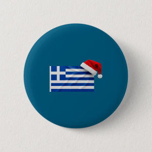 Greek Flag Santa Hat Funny Greece Christmas Holida 6 Cm Round Badge