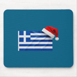 Greek Flag Santa Hat Funny Greece Christmas Holida Mouse Mat