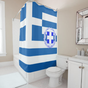 Greek flag shower curtain