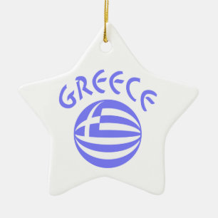 Greek Flag Sphere Ceramic Tree Decoration