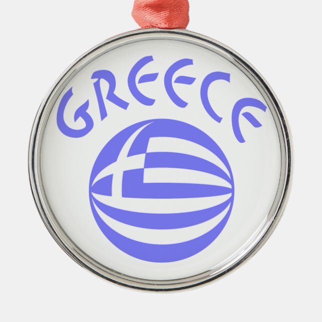 Greek Flag Sphere Metal Tree Decoration (Front)