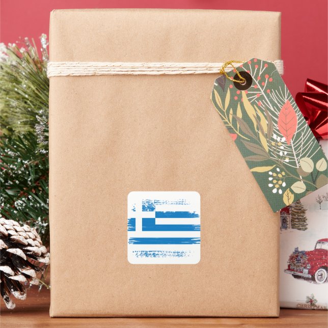 Greek flag square sticker (Holiday)