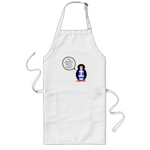 Greek Flag Talking Mr Penguin Long Apron
