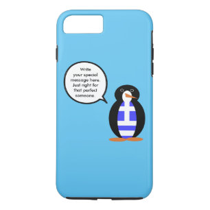 Greek Flag Talking Ms Penguin Personalised iPhone 8 Plus/7 Plus Case