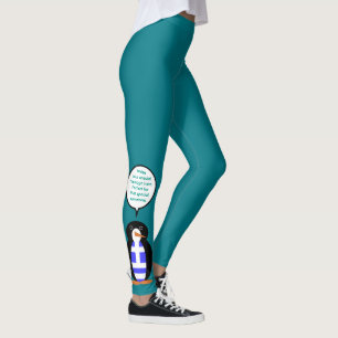 Greek Flag Talking Ms Penguin Personalised Leggings